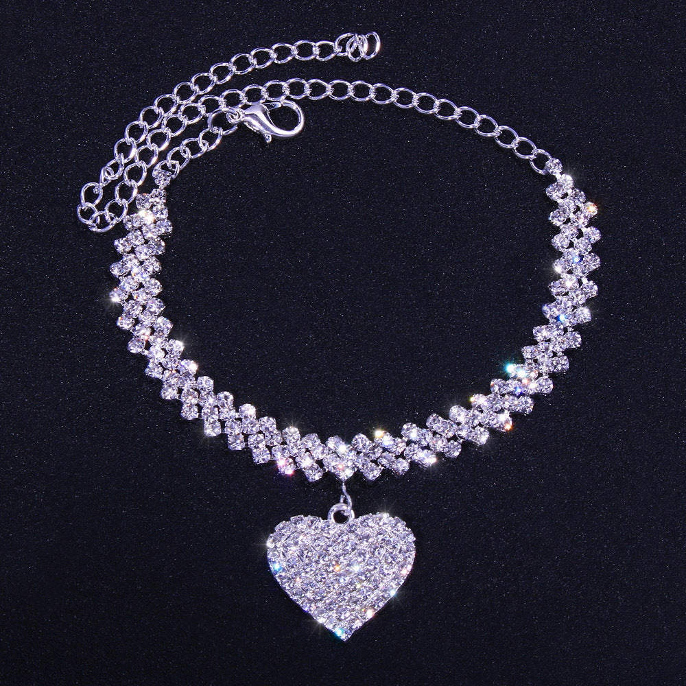 Rhinestone Heart Anklet