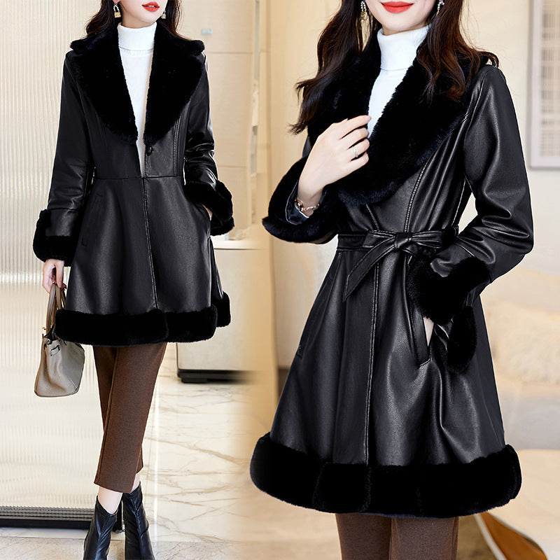 Fashion Velvet Padded Sheepskin Coat