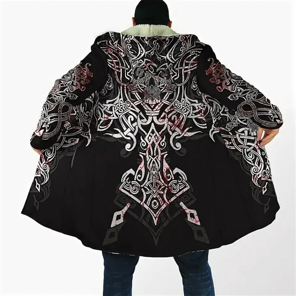 Men's Viking Wool Fleece Hooded Cape