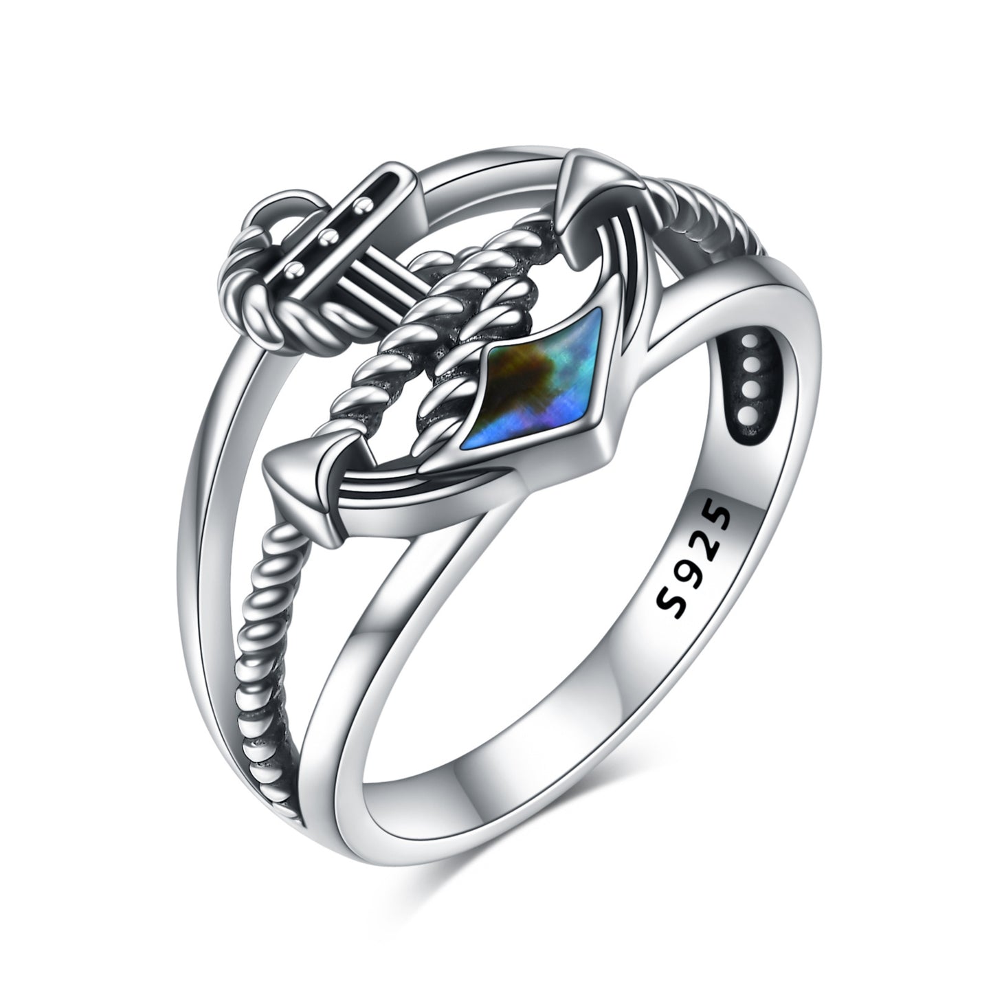 Sterling Silver Nautical Anchor Ring