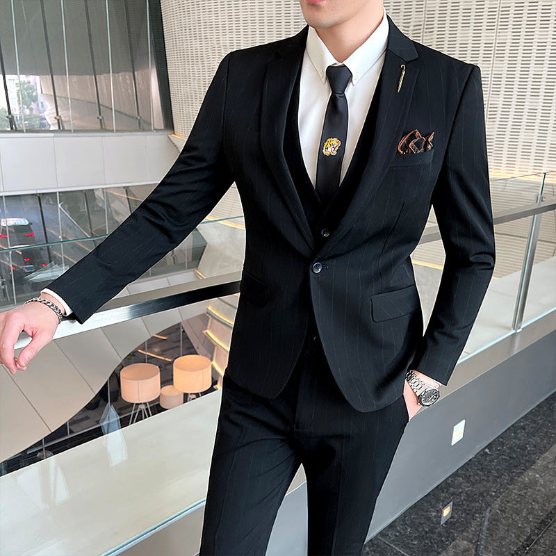 Men's Striped Three-piece Suit