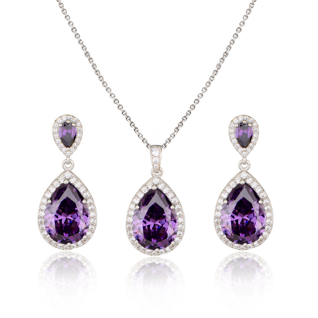 Zircon Water Drop Necklace Set