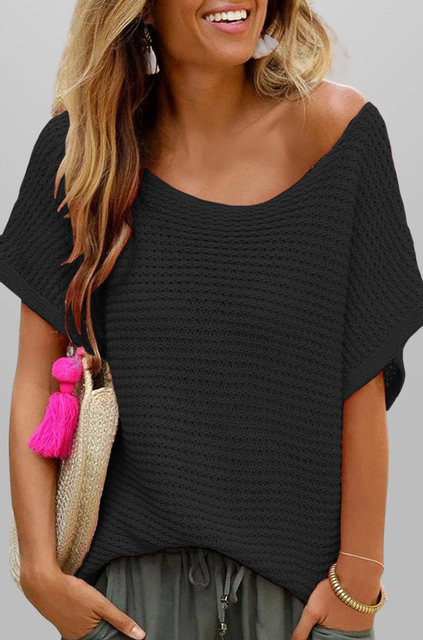 Round Neck Solid Color Sweater