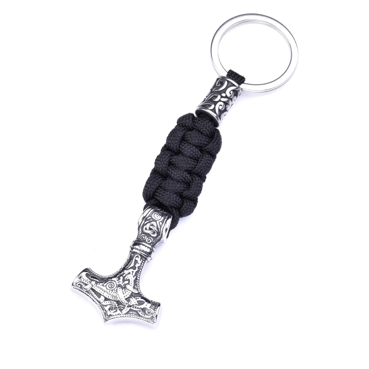 Thors Hammer Woven Rope Keychain