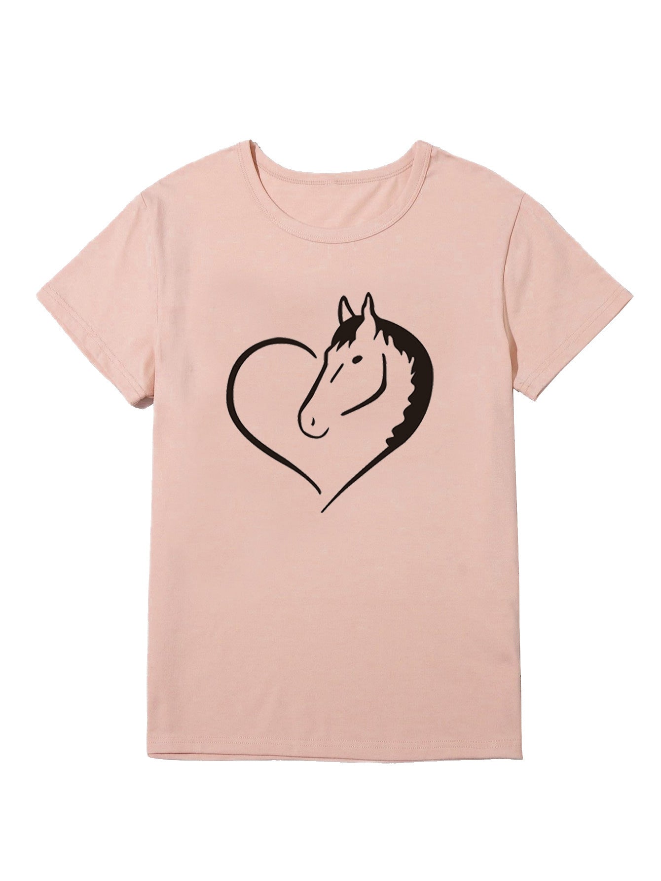 Heart Horse Pattern Short Sleeve Shirt