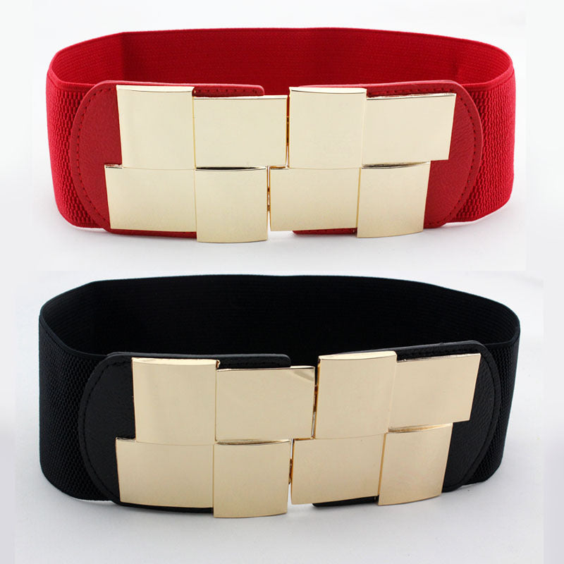 Metal Buckle Elastic Waistband Belt