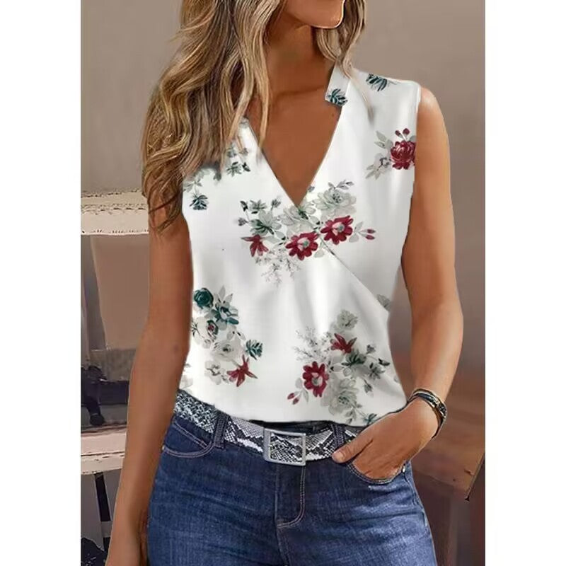 Sleeveless Fashion V-neck Shirt