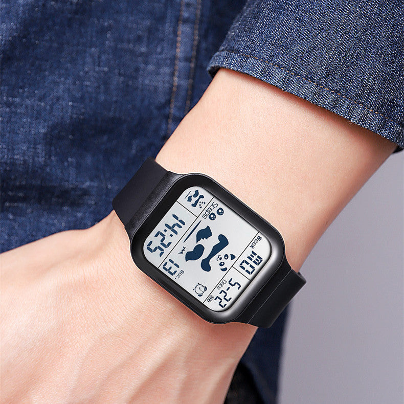 Square Polychrome Panda Waterproof Multifunctional Watch