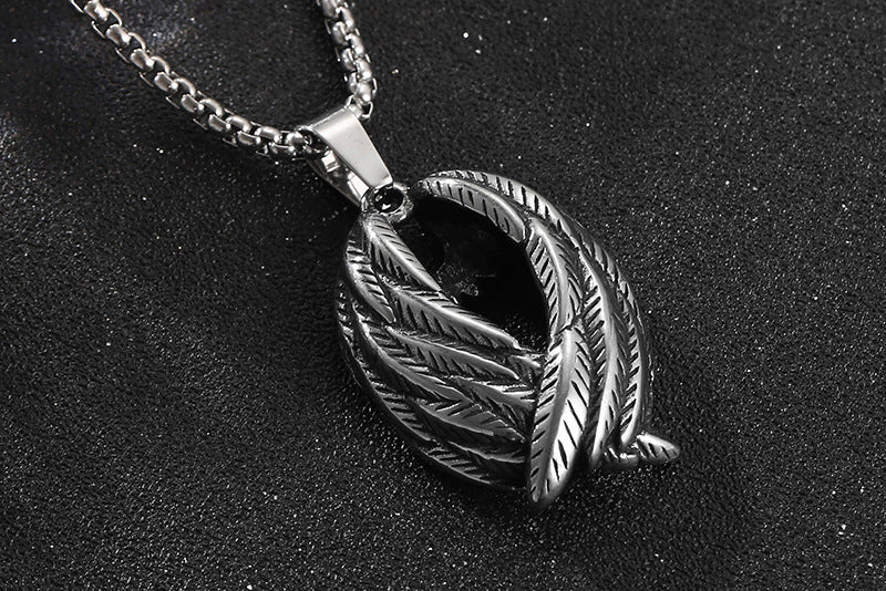 Stainless Steel Wings Men's Pendant Necklace