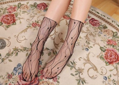 Thin Mid-calf Transparent Net  Lace Socks