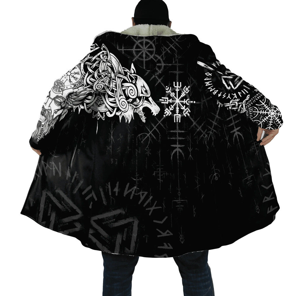 Men's Viking Wool Fleece Hooded Cape