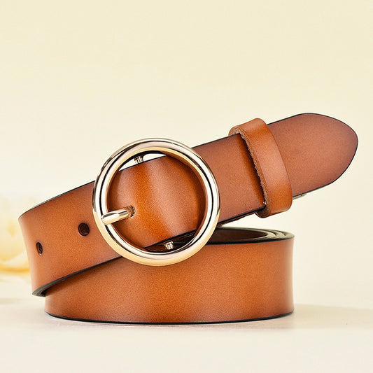 Leather Round Buckle Belt