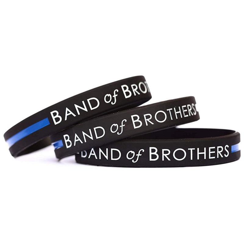 Thin Blue Line Band of Brothers Silicone Bracelet