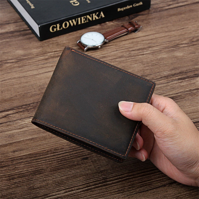 Men's Top Layer Crazy Horse Skin Multifunction Wallet