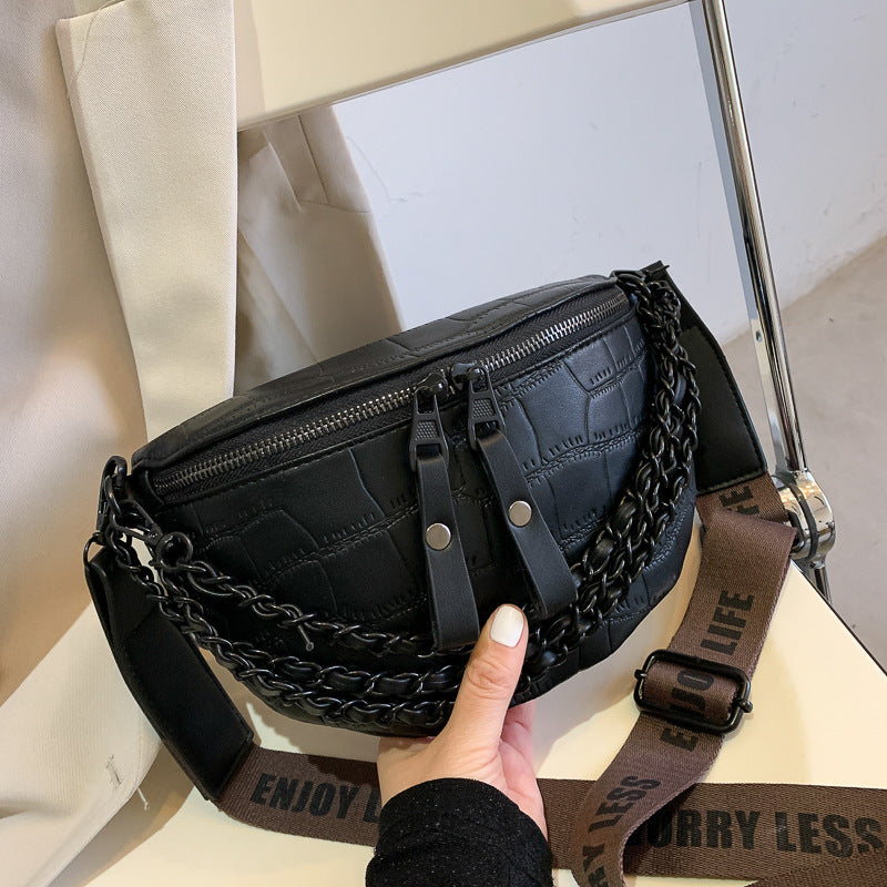 Wide Shoulder Strap Waist Fashion Bag