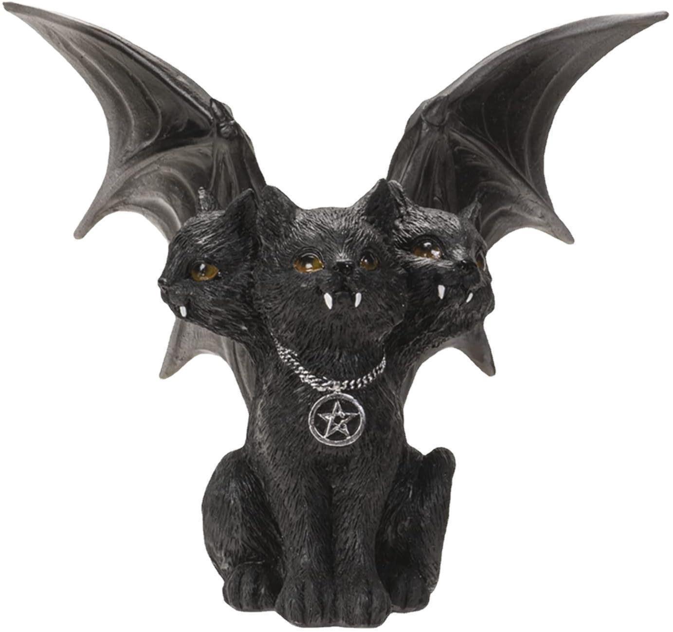 Three-head Cat Bat Winged Resin Decoration