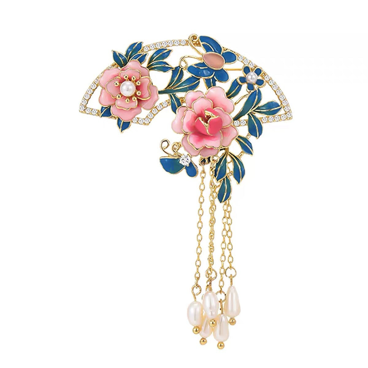 Silk Flower Peony Flower Brooch