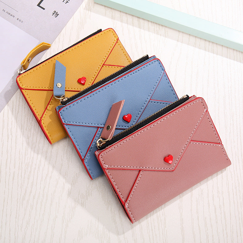 Heart-shaped Short Women's Pu Card Bag