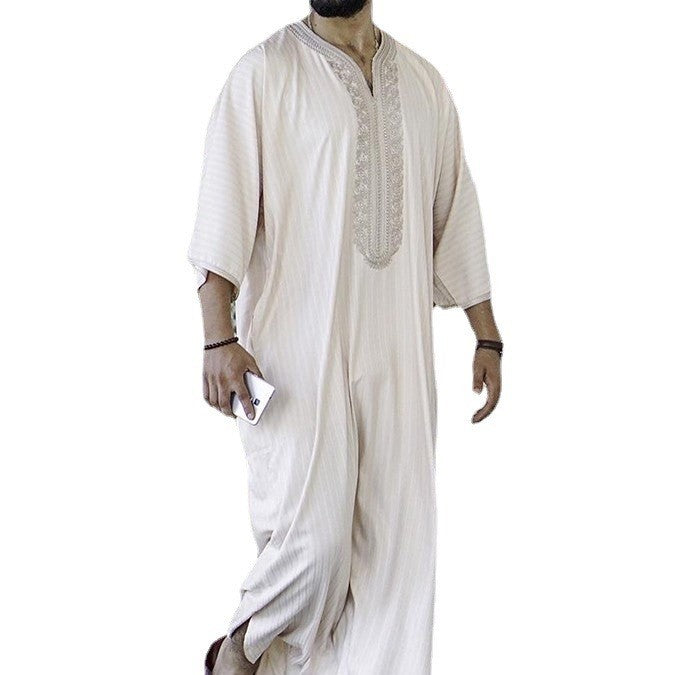 Ethnic Style Loose White Muslim Robe