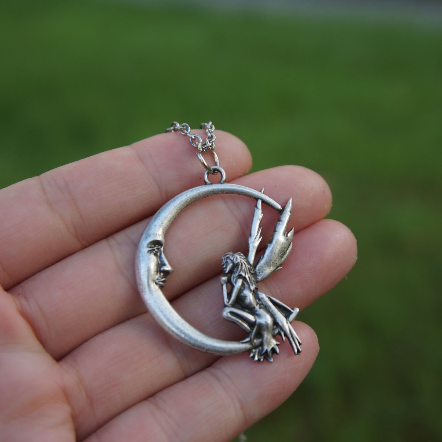 Mini Moon Elf Fairy Pendant Necklace