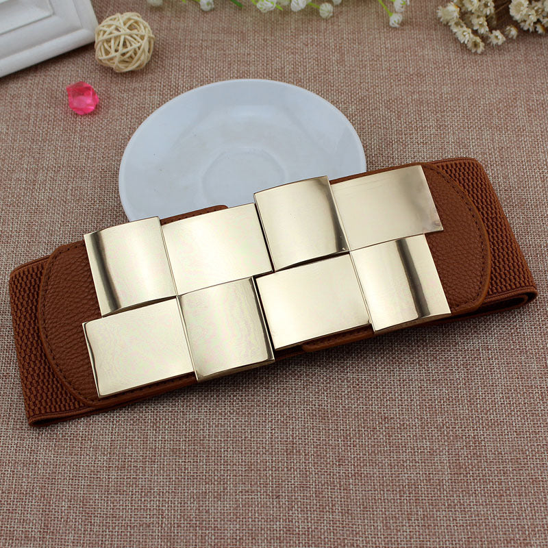 Metal Buckle Elastic Waistband Belt