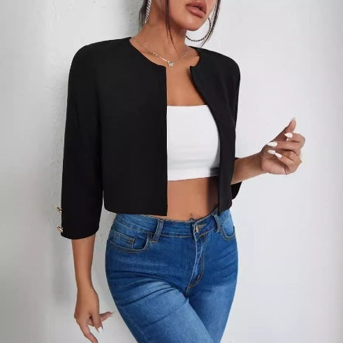 Solid Color Slit Jacket