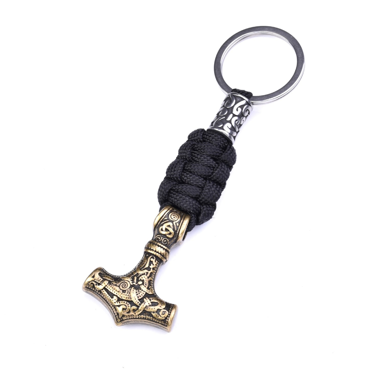 Thors Hammer Woven Rope Keychain