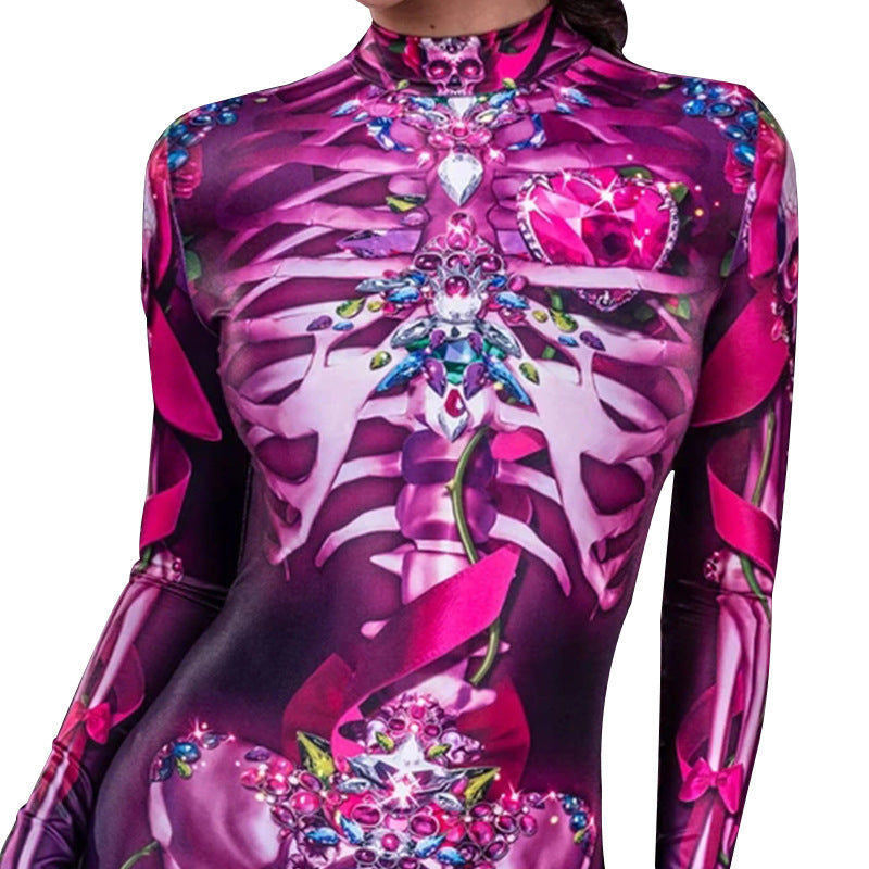 Halloween Women's Printed Skull Jumpsuit