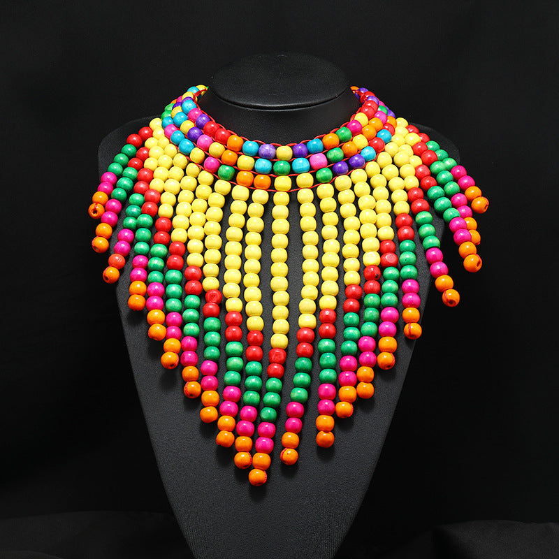 Colorful Wood Bead Necklace