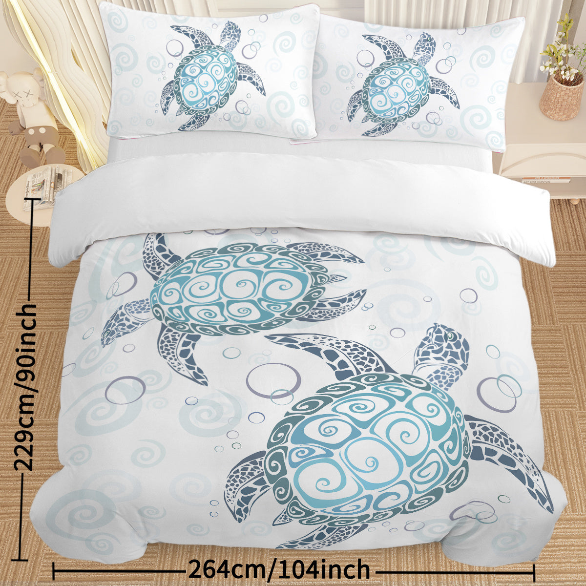 Sea Turtle Three Piece Bedding Set