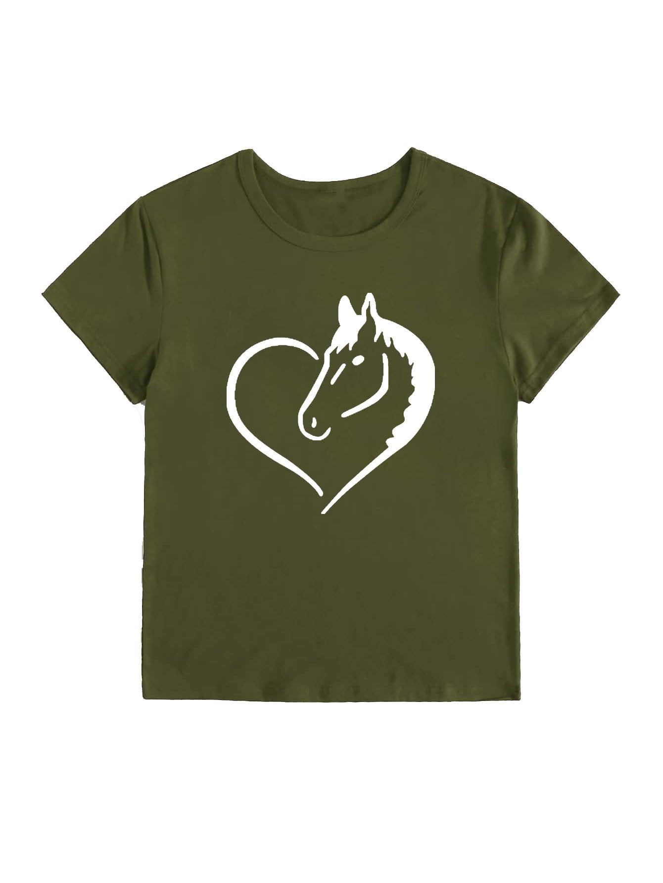 Heart Horse Pattern Short Sleeve Shirt