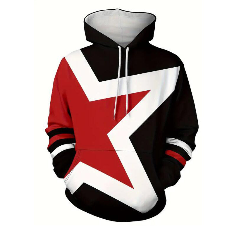 Star Red Printed Hoodie