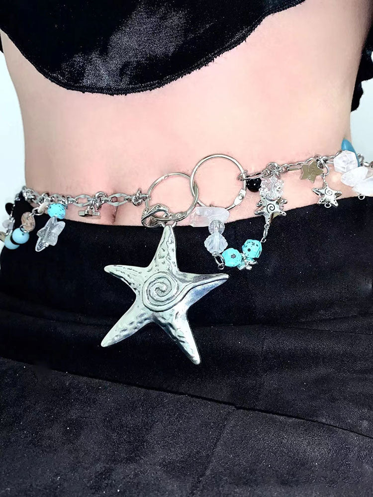 Starfish Natural Crystal Stone Pendant Waist Chain