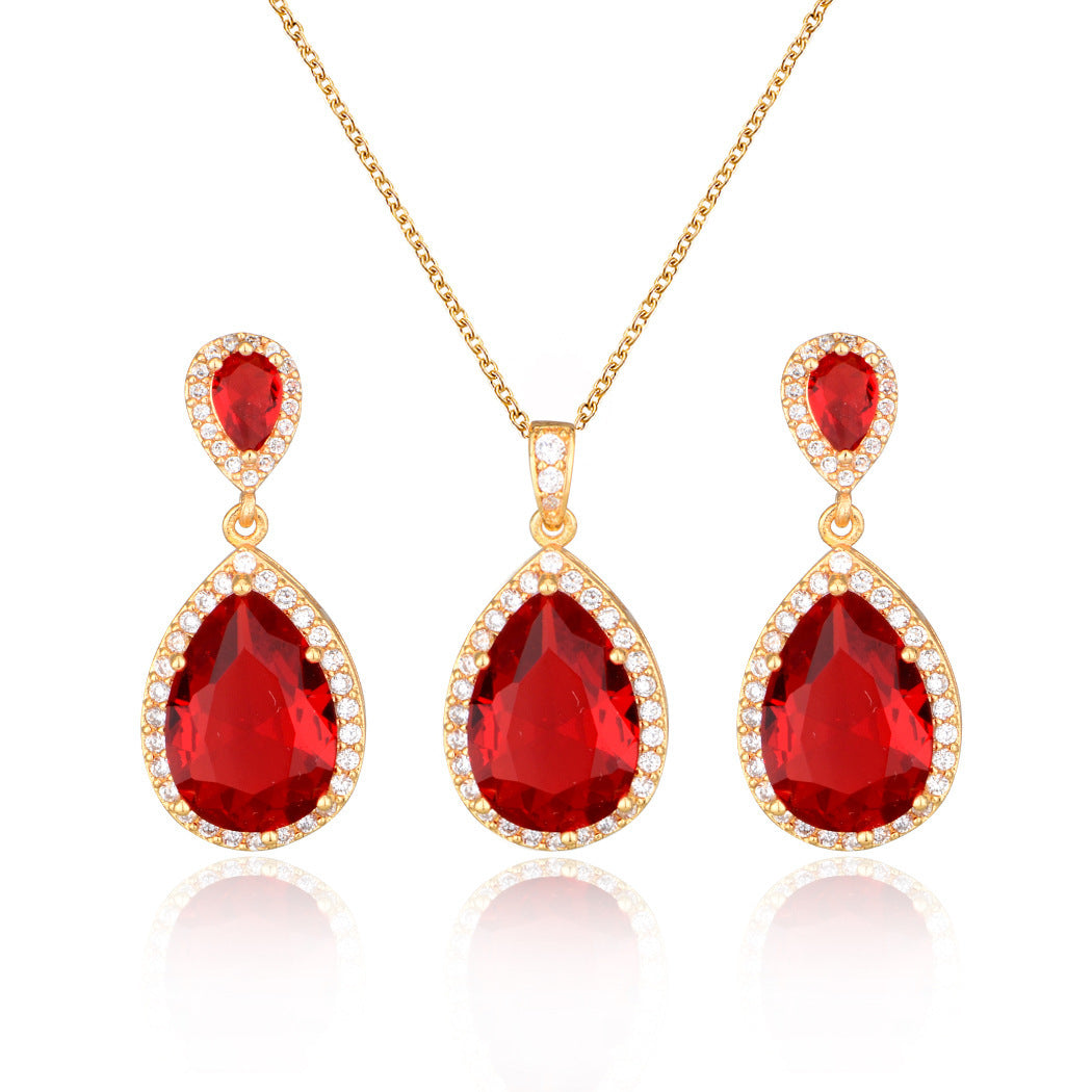 Zircon Water Drop Necklace Set