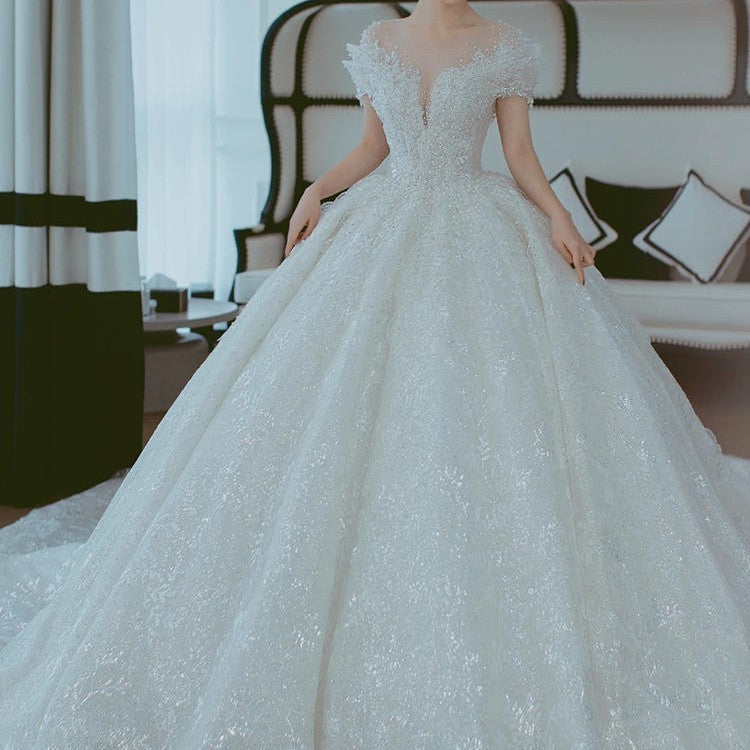 Off Shoulder French Wedding Dress