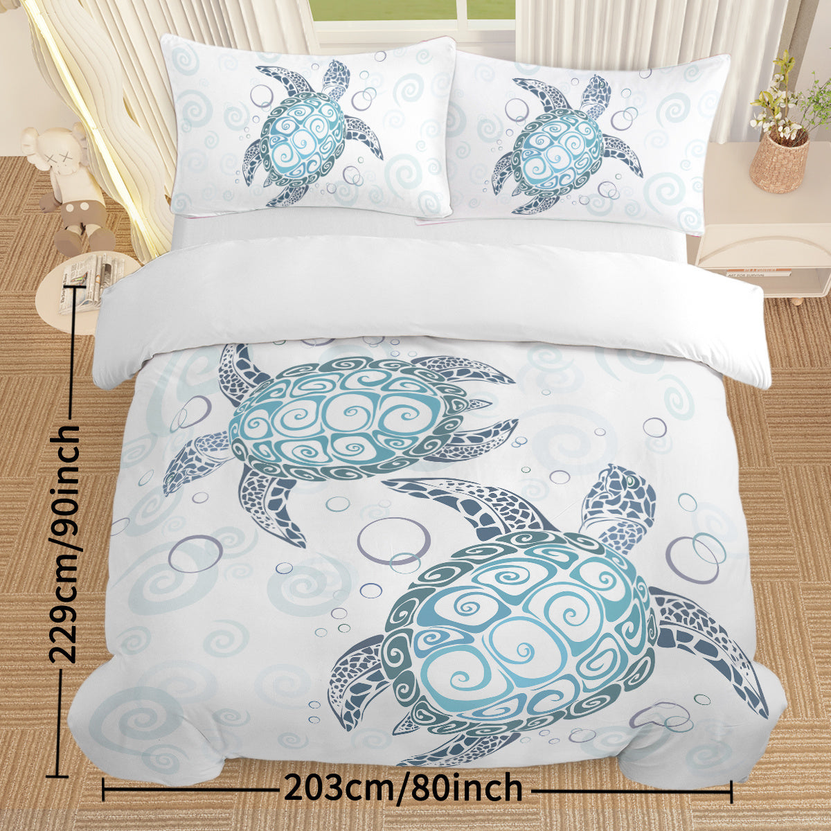 Sea Turtle Three Piece Bedding Set