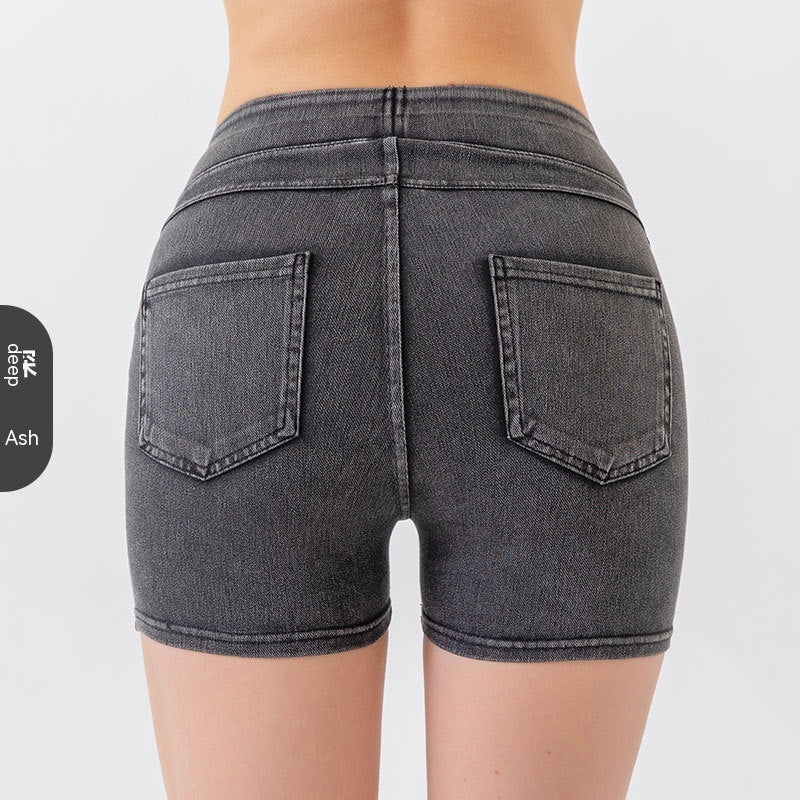 Hip Lifting Yoga Denim Shorts For Women