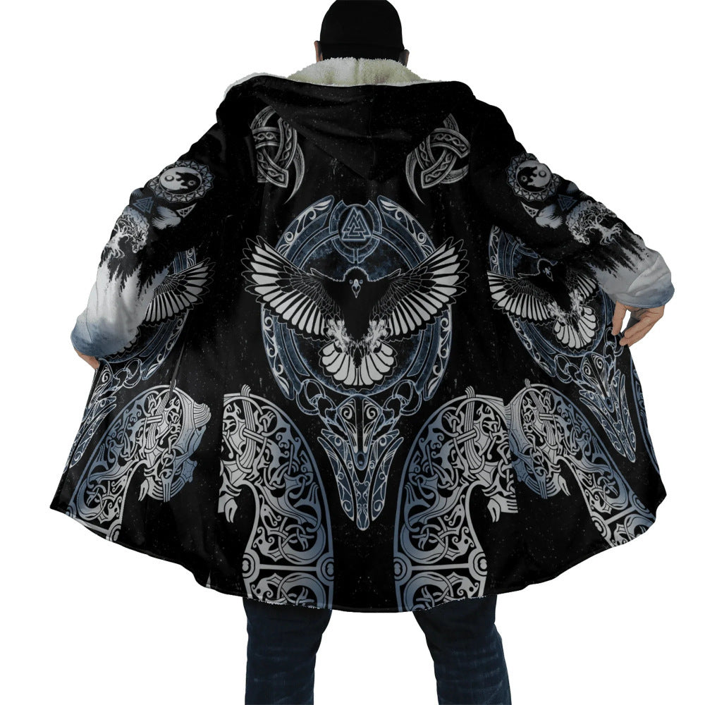 Men's Viking Wool Fleece Hooded Cape