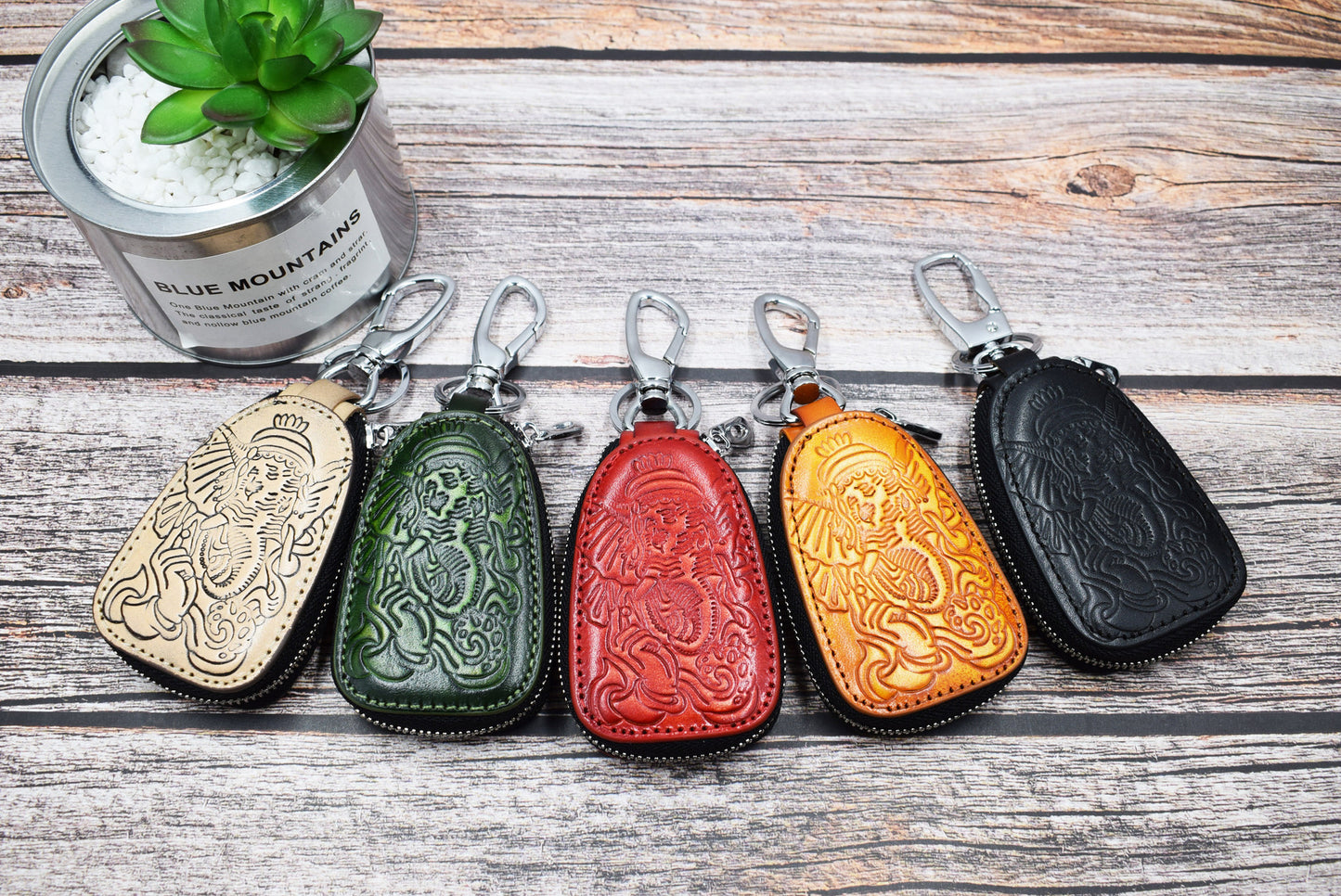 Leather Elephant God Zipper Keychain