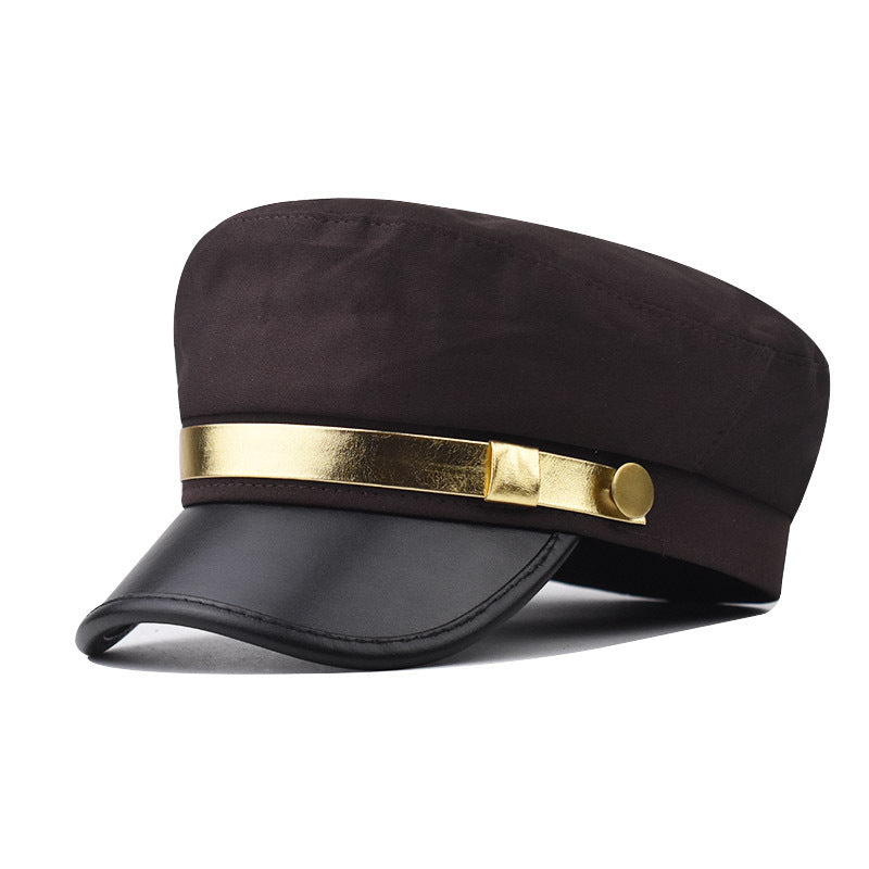 PU Leather Flat-top Cap