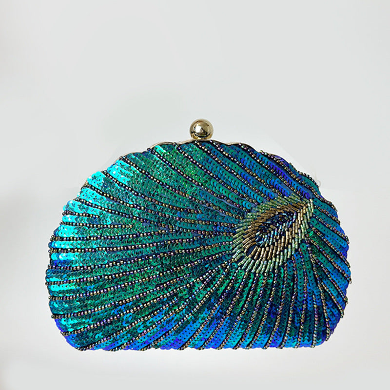 Vintage Peacock Beaded One-shoulder Crossbody Chain Handbag