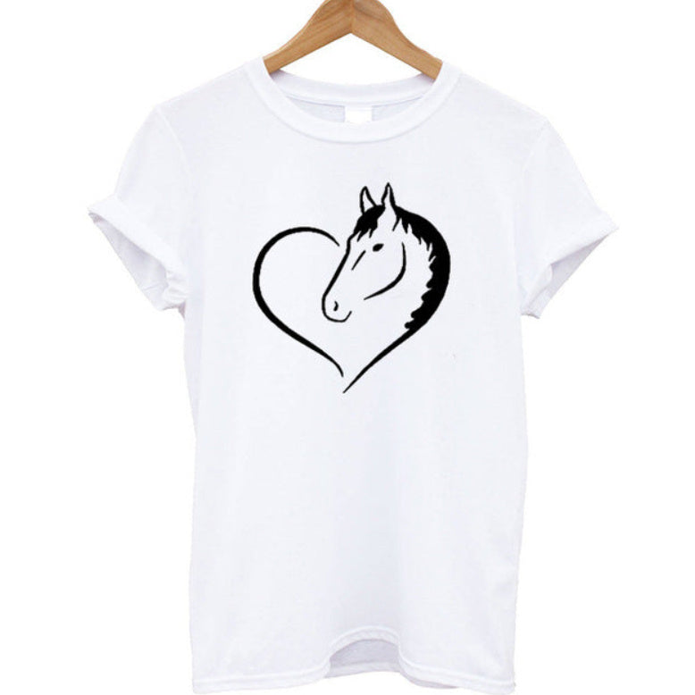 Heart Horse Pattern Short Sleeve Shirt