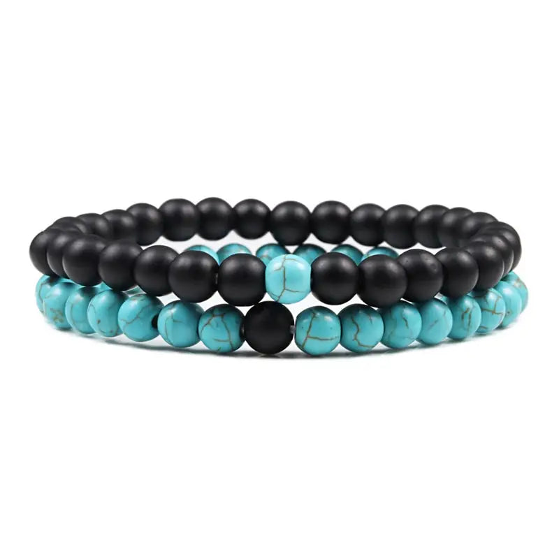 Black Matte & Turquoise Healing Stone Beaded Bracelet.