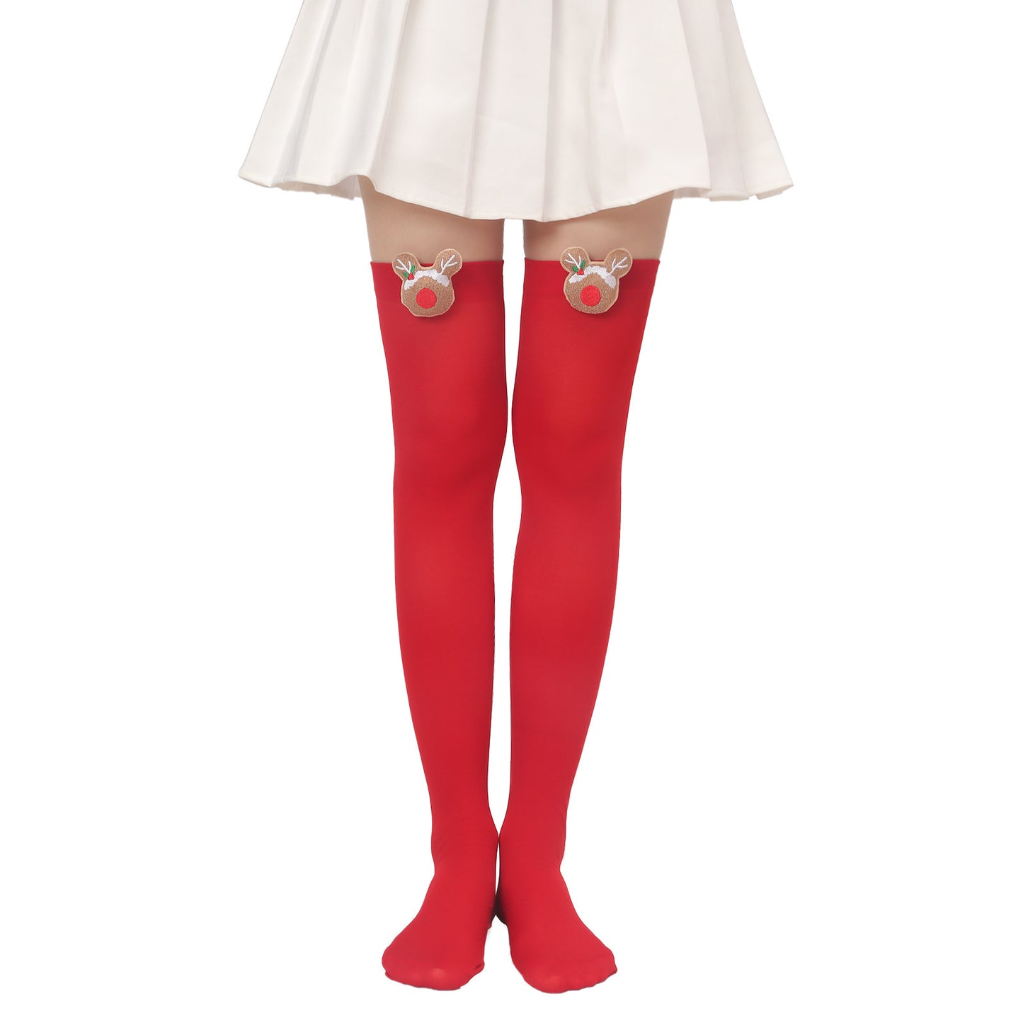 Christmas Plush Doll Knee Socks Bow Stockings