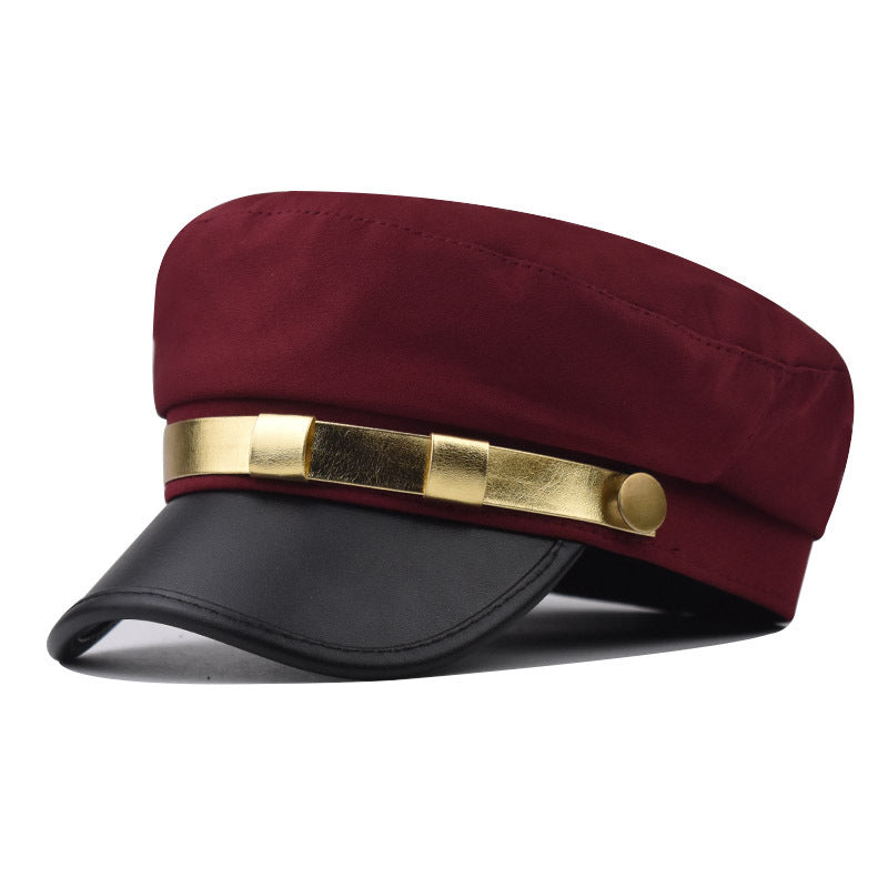 PU Leather Flat-top Cap