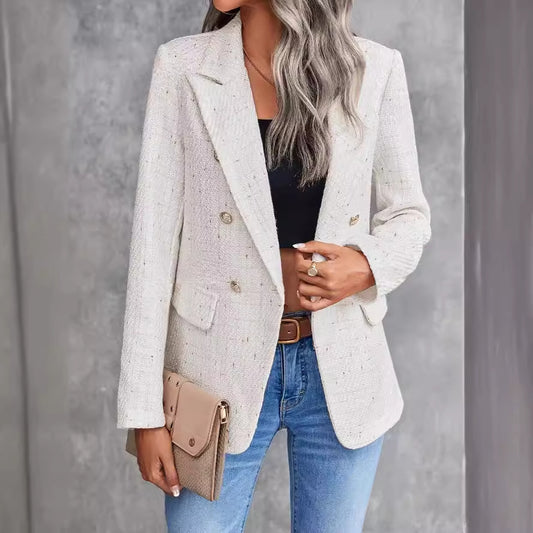 Double Breasted Tweed Suit Jacket