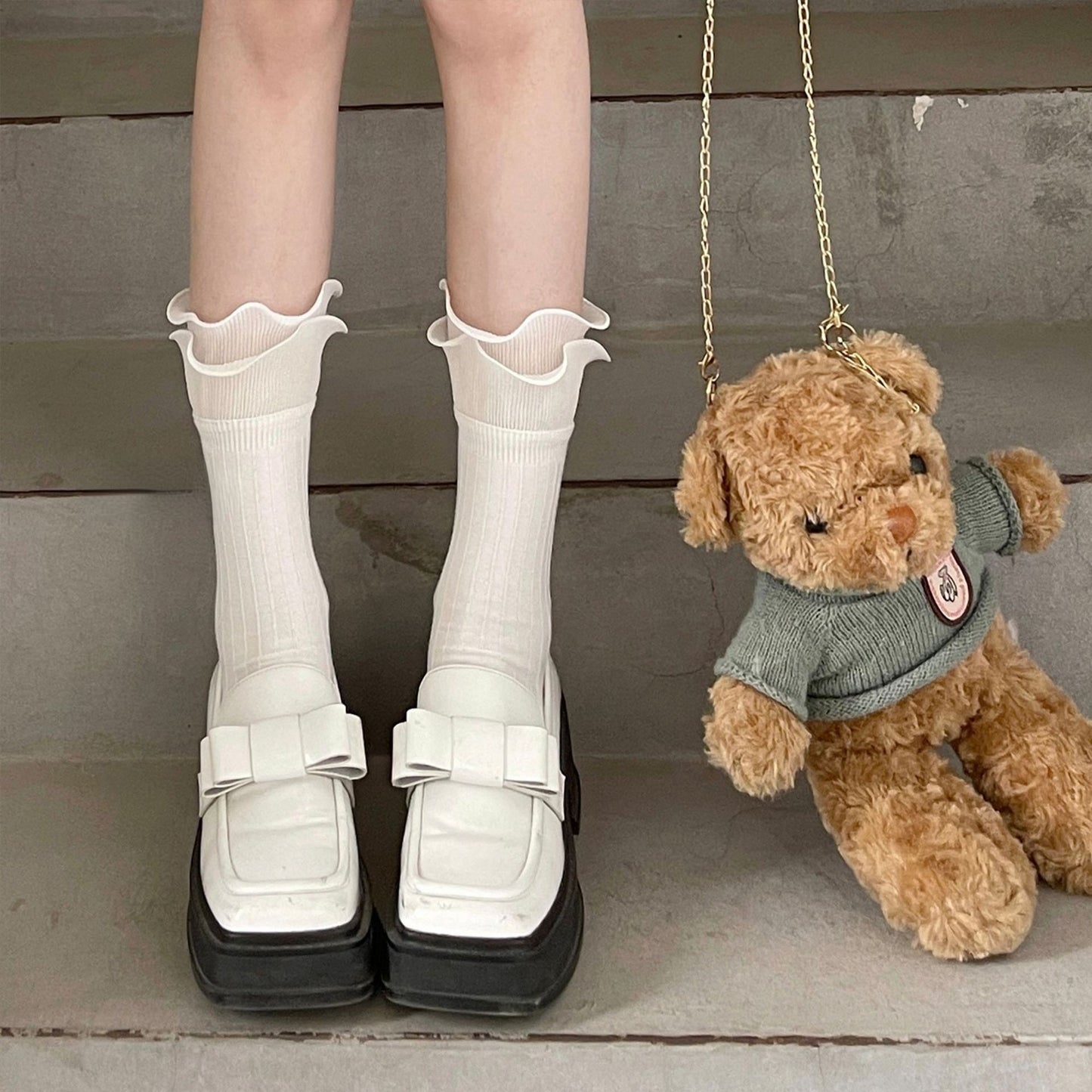 French Style Girl Ruffled Mid-calf Calf Socks