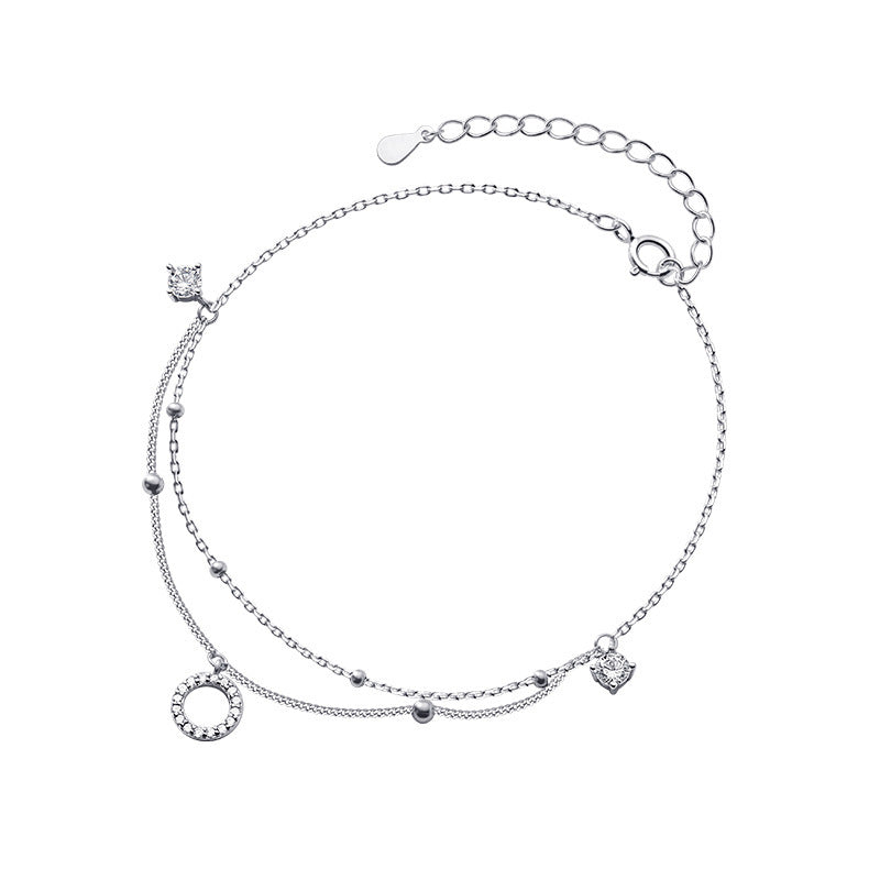 Silver Diamond Ring Anklet