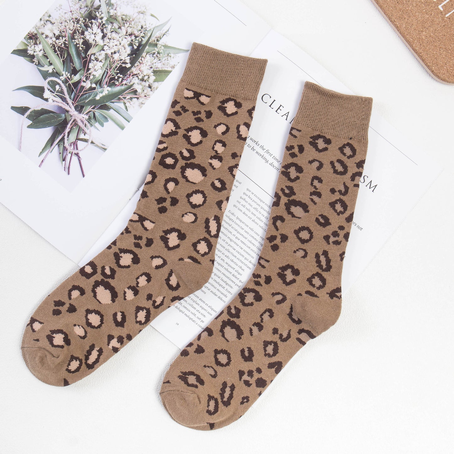 Cotton Leopard Print Tube Socks