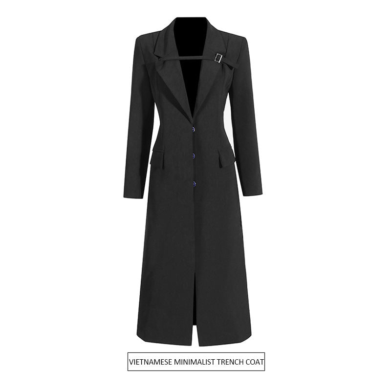 Commute Buckle Design Long Suit Jacket